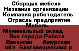 Сборщик мебели › Название организации ­ Компания-работодатель › Отрасль предприятия ­ Мебель › Минимальный оклад ­ 1 - Все города Работа » Вакансии   . Амурская обл.,Благовещенский р-н